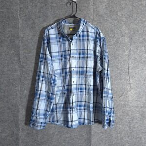Eddie Bauer Ascend Button Down Shirt Mens 2XL Blue Plaid Long Sleeve Classic Fit